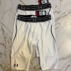 Under Armour Men's White Long Compression Shorts